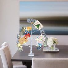 Load image into Gallery viewer, Phitric Money Tree Gift Holder, 24" 2FT Birch Tree with LED Lights, Battery Powered Timer Display Trees Stands with 12 Clear Clips Card, for Christmas, Birthday, Wedding, Photo, Graduation (White)