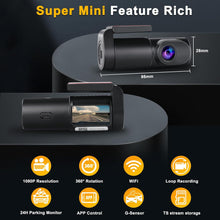 Load image into Gallery viewer, Phitric Dash Cam Front - with 32GB SD Card Mini WiFi DashCam for Cars 1080P 0.96" Mini Screen Car Dash Camera with 24H Parking Monitor Super Night Vision Loop Recording App Control 140° Wide-Angle