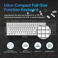 Load image into Gallery viewer, Phitric Mechanical Gaming Keyboard, Quiet Linear Red Switch, Number Pad, LED Backlit, Programmable, Anti-Ghosting, Detachable USB-C, Computer Keyboard for Windows Laptop PC Gamer Typist - White