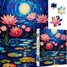 Load image into Gallery viewer, DECORKEY Waterlily Flower Puzzles for Adults 1000 Pieces, Floral Jigsaw Puzzles 1000 Pieces Fine Art Painting, Moon Lotus Puzzles for Adults, Scenic Challenging Puzzles for Adults