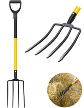 Load image into Gallery viewer, Yeahome Pitchfork, Steel Tines, Manual Hay Fork, Pitchforks for Gardening Digging Composting Spading,4Tines Garden Fork witn Fiberglass Handle,46Inches