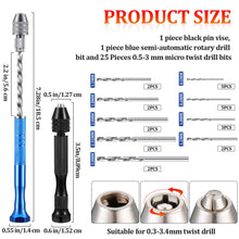 Load image into Gallery viewer, Yeahome 27 Pieces Pin Vise Hand Drills Bits Set Include Pin Vise and Semi-automatic Spiral Hand Drill Rotary Tool with 25 Pieces 0.5-3 mm Micro Twist Drill Bits for Resin Polymer Clay Craft DIY Jewelry Electr