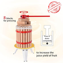 Load image into Gallery viewer, Yeahome Upgraded 1.6 Gallon (6L) Manual Fruit Wine Press with 8 Blocks 100% Nature Oak, Cider Apple Grape Berries Crusher Juice Maker