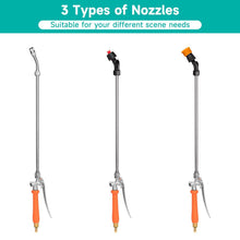 Load image into Gallery viewer, Yeahome All Metal Sprayer Wand with 3 Types of Nozzles, Fan Nozzle Replacement Sprayer Wand, Stainless Steel Sprayer Wand with 1/4" & 3/8" Brass Barb and 2 Hose Clamps (3 Nozzles 29 Inches Sprayer Wand)
