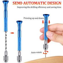 Load image into Gallery viewer, Yeahome 27 Pieces Pin Vise Hand Drills Bits Set Include Pin Vise and Semi-automatic Spiral Hand Drill Rotary Tool with 25 Pieces 0.5-3 mm Micro Twist Drill Bits for Resin Polymer Clay Craft DIY Jewelry Electr