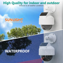 Load image into Gallery viewer, Phitric Solar Fake Security Camera, Wireless Dummy Dome Camera Simulated Surveillance Cameras for Home Garden& Business Outdoor/Indoor with Flashing Red LED(DOW-SOL),White