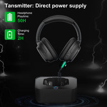 Load image into Gallery viewer, Phitric Wireless headphones for tv watching,TV headphones wireless with Bluetooth 5.2 Transmitter Charging Dock,Optical,Coaxial,AUX,RCA,Plug n Play,50Hr Playtime,No Delay,165ft Long Range
