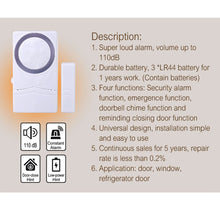 Load image into Gallery viewer, Phitric Wireless Home Security burglar alarm, Magnetic Sensor Door Window Alarm, Super Loud 110dB, Pool Door Alarm for Kids Pack of 4