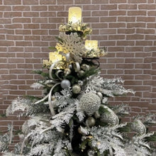 Load image into Gallery viewer, DECORKEY Black Triple Christmas Tree Topper - Candelabra Candle Holder, Light Up, Unique Base, Shelf