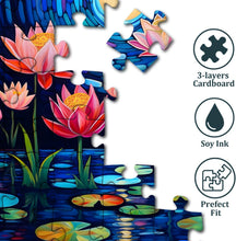 Load image into Gallery viewer, DECORKEY Waterlily Flower Puzzles for Adults 1000 Pieces, Floral Jigsaw Puzzles 1000 Pieces Fine Art Painting, Moon Lotus Puzzles for Adults, Scenic Challenging Puzzles for Adults