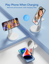 Load image into Gallery viewer, Phitric ELEGRP Wireless Apple Charging Station, 3 in 1 Magsafe Charger Stand for iPhone 15, 14, 13, 12 Pro Max/Pro/Mini/Plus, Apple Watch Ultra 8/7/SE/6/5/4/3/2/1, and AirPods 2/3/Pro (White)