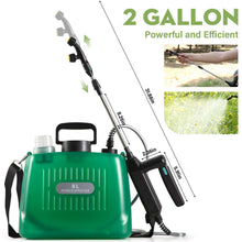 Load image into Gallery viewer, Yeahome Battery Powered Garden Sprayer 2 Gallon, Rechargeable Pump Sprayer with 4 Mist Nozzles & Retractable Wand,Portable Water Electric Sprayers in Lawn and Garden with Adjustable Shoulder Strap