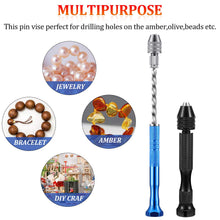 Load image into Gallery viewer, Yeahome 27 Pieces Pin Vise Hand Drills Bits Set Include Pin Vise and Semi-automatic Spiral Hand Drill Rotary Tool with 25 Pieces 0.5-3 mm Micro Twist Drill Bits for Resin Polymer Clay Craft DIY Jewelry Electr