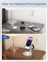 Load image into Gallery viewer, Phitric ELEGRP Wireless Apple Charging Station, 3 in 1 Magsafe Charger Stand for iPhone 15, 14, 13, 12 Pro Max/Pro/Mini/Plus, Apple Watch Ultra 8/7/SE/6/5/4/3/2/1, and AirPods 2/3/Pro (White)