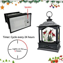 Load image into Gallery viewer, DECORKEY Spring Snow Globes Lantern with Music & Timer - USB/Battery Operated LED Glittering Globe Lantern, Snow Globe Decoration Lantern for Home Holiday Decor (Red Robin)
