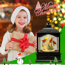Load image into Gallery viewer, DECORKEY Spring Snow Globes Lantern with Music & Timer - USB/Battery Operated LED Glittering Globe Lantern, Snow Globe Decoration Lantern for Home Holiday Decor (Red Robin)