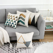 Load image into Gallery viewer, NEEDOMO Set of 4 Pillow Covers,18x18 Pillow Covers with Yellow/Gray Arrows Modern Simple Geometric Style Soft Linen Burlap Square Decor Decorative Throw Pillow Covers