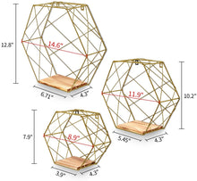 Load image into Gallery viewer, ESTTOP Wall Mounted Hexagonal Floating Shelves Farmhouse Storage Shelves for Wall,Bedroom, Living Room, Bathroom, Kitchen and Office Screws Anchors Included Set of 3