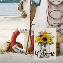 Load image into Gallery viewer, NEEDOMO Summer Welcome Garden Flag Sunflower Mason Jar 12×18 Inch Double Sided Vertical Yard Outdoor Decoration