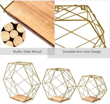 Load image into Gallery viewer, ESTTOP Wall Mounted Hexagonal Floating Shelves Farmhouse Storage Shelves for Wall,Bedroom, Living Room, Bathroom, Kitchen and Office Screws Anchors Included Set of 3