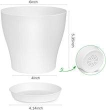 Load image into Gallery viewer, MEETYAMOR Plant Pots, Set of 15 Plastic Planters with Multiple Drainage Holes and Tray 6 inch Indoor Plant Pot for All Home Garden Flowers Succulents, Cream White