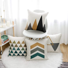 Load image into Gallery viewer, NEEDOMO Set of 4 Pillow Covers,18x18 Pillow Covers with Yellow/Gray Arrows Modern Simple Geometric Style Soft Linen Burlap Square Decor Decorative Throw Pillow Covers