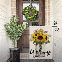 Load image into Gallery viewer, NEEDOMO Summer Welcome Garden Flag Sunflower Mason Jar 12×18 Inch Double Sided Vertical Yard Outdoor Decoration