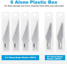 Load image into Gallery viewer, DEWBIN 62PCS Precision Craft Knife Set Hobby Knife Set 2 Hobby Knife Handles and 60 Carving Craft Knife Blades with Storage Case, for Art, Cutting, Scrapbook