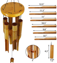 Load image into Gallery viewer, HOGARDECK Wooden Wind Chimes Outdoor, Bamboo Wind Chimes with Amazing Deep Tone for Patio Garden Home Décor, Natural Beautiful Sound