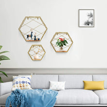 Load image into Gallery viewer, ESTTOP Wall Mounted Hexagonal Floating Shelves Farmhouse Storage Shelves for Wall,Bedroom, Living Room, Bathroom, Kitchen and Office Screws Anchors Included Set of 3