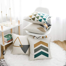 Load image into Gallery viewer, NEEDOMO Set of 4 Pillow Covers,18x18 Pillow Covers with Yellow/Gray Arrows Modern Simple Geometric Style Soft Linen Burlap Square Decor Decorative Throw Pillow Covers