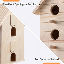 Load image into Gallery viewer, Hapalo Solid Wood Bird House, Weatherproof Cedar Bird Houses for Outside Outdoor Garden Decor with 2 Openings, 2 Perches for Outside Bluebird, Finch, Wren, Chickadee, Wild Birds Big Size