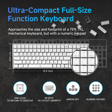 Load image into Gallery viewer, Phitric Mechanical Gaming Keyboard, Quiet Linear Red Switch, Number Pad, LED Backlit, Programmable, Anti-Ghosting, Detachable USB-C, Computer Keyboard for Windows Laptop PC Gamer Typist - White
