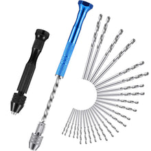 Load image into Gallery viewer, Yeahome 27 Pieces Pin Vise Hand Drills Bits Set Include Pin Vise and Semi-automatic Spiral Hand Drill Rotary Tool with 25 Pieces 0.5-3 mm Micro Twist Drill Bits for Resin Polymer Clay Craft DIY Jewelry Electr
