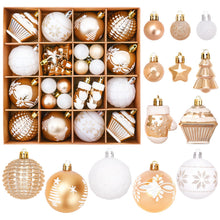 Load image into Gallery viewer, DECORKEY Christmas Ball Ornaments, 42 Pcs Shatterproof Plastic Christmas Balls for Xmas Tree Ornaments, Holiday Wreath Decor (Gold &amp; White)
