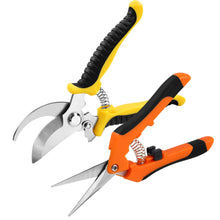 Load image into Gallery viewer, Yeahome 2 Pack Pruning Shears, Garden Shears, Stainless Steel Pruning Shears for Gardening, Garden Clippers, Gardening Tools Scissors with Soft Grip Handle
