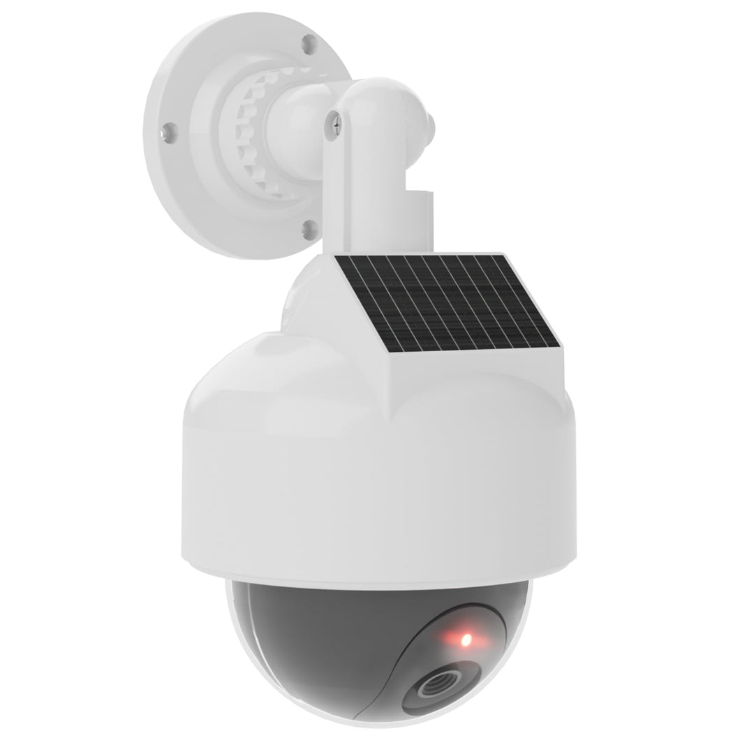 Phitric Solar Fake Security Camera, Wireless Dummy Dome Camera Simulated Surveillance Cameras for Home Garden& Business Outdoor/Indoor with Flashing Red LED(DOW-SOL),White