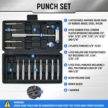 Load image into Gallery viewer, Yeahome Punch Set, Roll Pin Punch Set, Punch Tool, Pin Punches with Replaceable Face Hammer, Made of Hollow, Steel, and Plastic Punch, Ideal for Repairing Pistols with Bench Block
