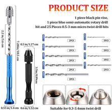 Load image into Gallery viewer, Yeahome 27 Pieces Pin Vise Hand Drills Bits Set Include Pin Vise and Semi-automatic Spiral Hand Drill Rotary Tool with 25 Pieces 0.5-3 mm Micro Twist Drill Bits for Resin Polymer Clay Craft DIY Jewelry Electr
