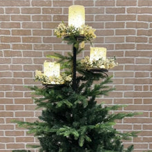 Load image into Gallery viewer, DECORKEY Black Triple Christmas Tree Topper - Candelabra Candle Holder, Light Up, Unique Base, Shelf
