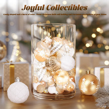 Load image into Gallery viewer, DECORKEY Christmas Ball Ornaments, 42 Pcs Shatterproof Plastic Christmas Balls for Xmas Tree Ornaments, Holiday Wreath Decor (Gold &amp; White)
