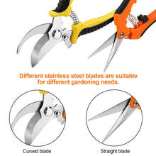 Load image into Gallery viewer, Yeahome 2 Pack Pruning Shears, Garden Shears, Stainless Steel Pruning Shears for Gardening, Garden Clippers, Gardening Tools Scissors with Soft Grip Handle
