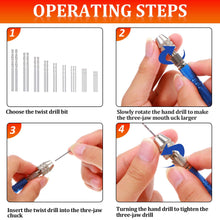 Load image into Gallery viewer, Yeahome 27 Pieces Pin Vise Hand Drills Bits Set Include Pin Vise and Semi-automatic Spiral Hand Drill Rotary Tool with 25 Pieces 0.5-3 mm Micro Twist Drill Bits for Resin Polymer Clay Craft DIY Jewelry Electr
