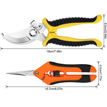 Load image into Gallery viewer, Yeahome 2 Pack Pruning Shears, Garden Shears, Stainless Steel Pruning Shears for Gardening, Garden Clippers, Gardening Tools Scissors with Soft Grip Handle
