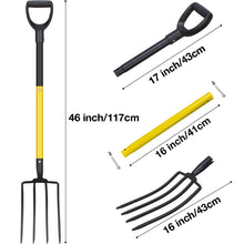 Load image into Gallery viewer, Yeahome Pitchfork, Steel Tines, Manual Hay Fork, Pitchforks for Gardening Digging Composting Spading,4Tines Garden Fork witn Fiberglass Handle,46Inches
