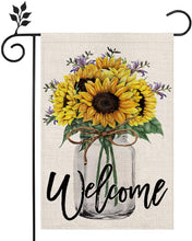 Load image into Gallery viewer, NEEDOMO Summer Welcome Garden Flag Sunflower Mason Jar 12×18 Inch Double Sided Vertical Yard Outdoor Decoration
