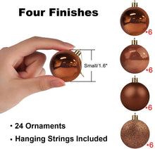 Load image into Gallery viewer, DECSPAS 24Pcs Christmas Balls Ornaments for Xmas Tree - Shatterproof Christmas Tree Decorations Perfect Hanging Ball Bronze 1.6&quot; x 24 Pack
