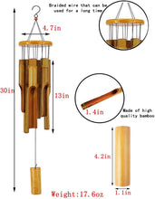 Load image into Gallery viewer, HOGARDECK Wooden Wind Chimes Outdoor, Bamboo Wind Chimes with Amazing Deep Tone for Patio Garden Home Décor, Natural Beautiful Sound
