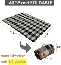 Load image into Gallery viewer, NEEDOMO Extra Large Picnic &amp; Outdoor Blanket 3 Layers Water-Resistant Handy Mat Tote Spring Summer Black and Gray Checkered, Great for Beach and Camping on Grass, Waterproof Sandproof
