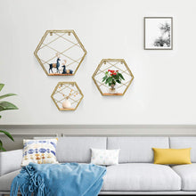 Load image into Gallery viewer, ESTTOP Wall Mounted Hexagonal Floating Shelves Farmhouse Storage Shelves for Wall,Bedroom, Living Room, Bathroom, Kitchen and Office Screws Anchors Included Set of 3
